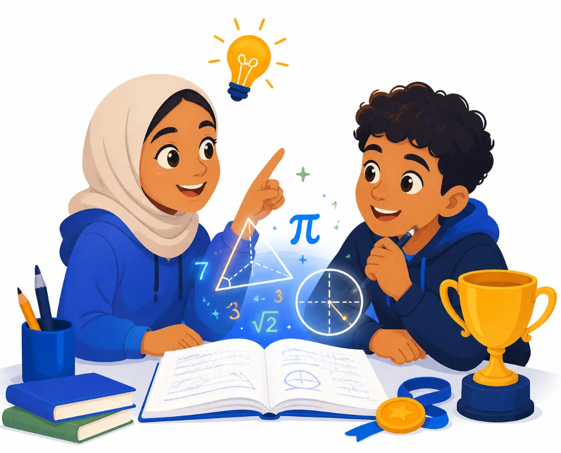 Deux élèves résolvent ensemble un problème de mathématiques